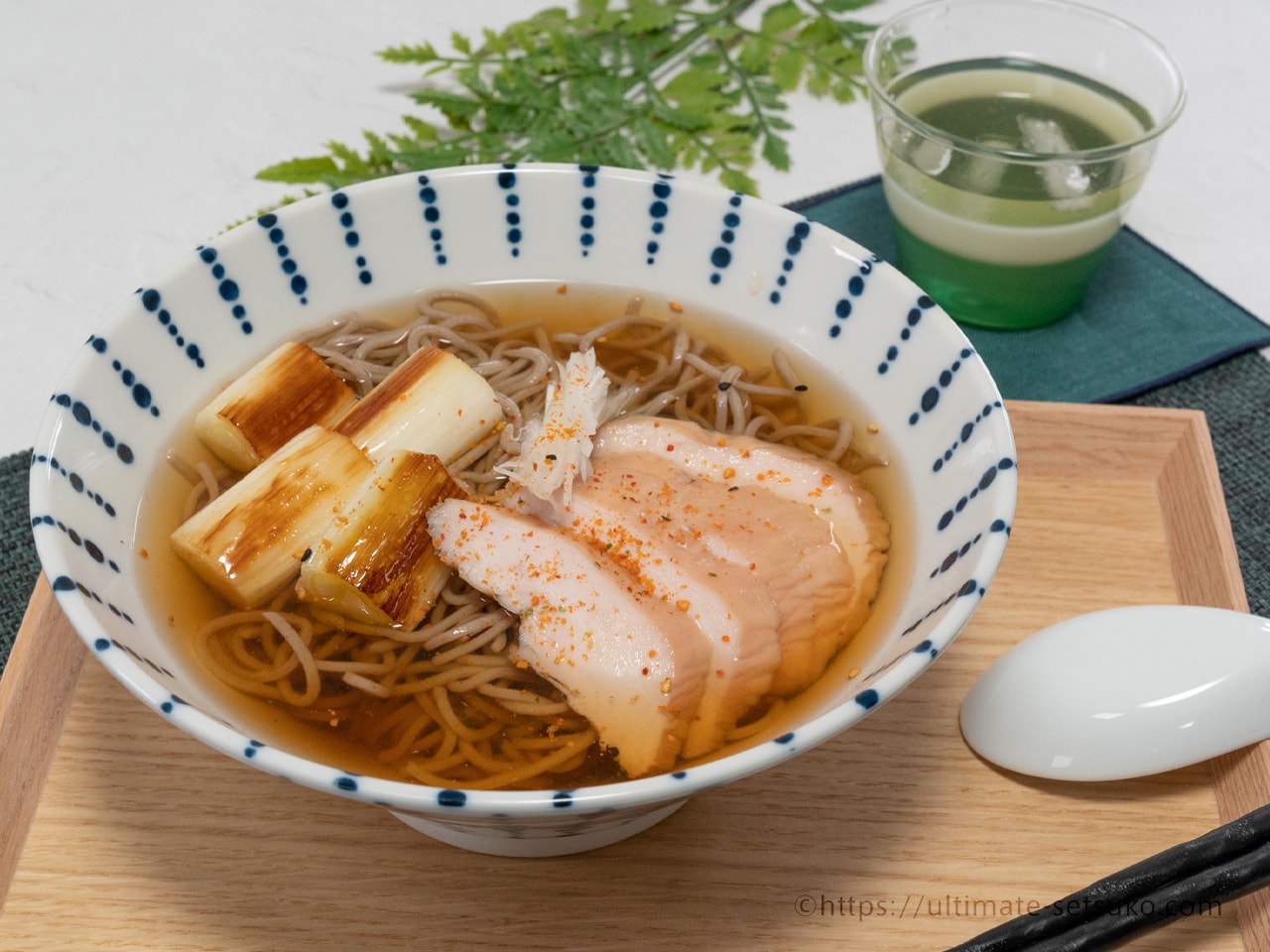 サラダチキンで鶏南蛮そば