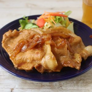 三元豚ロースで生姜焼き